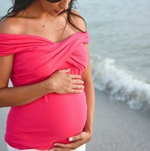 Maternal America Pink Off The Shoulder Top